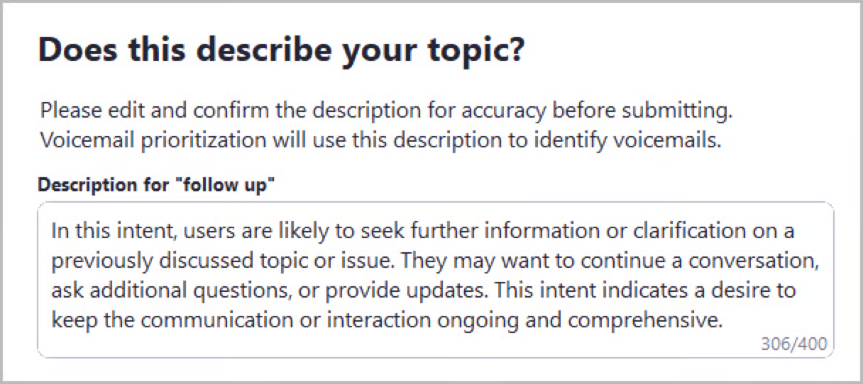 An image demonstrating a description that matches a user's prioritization category